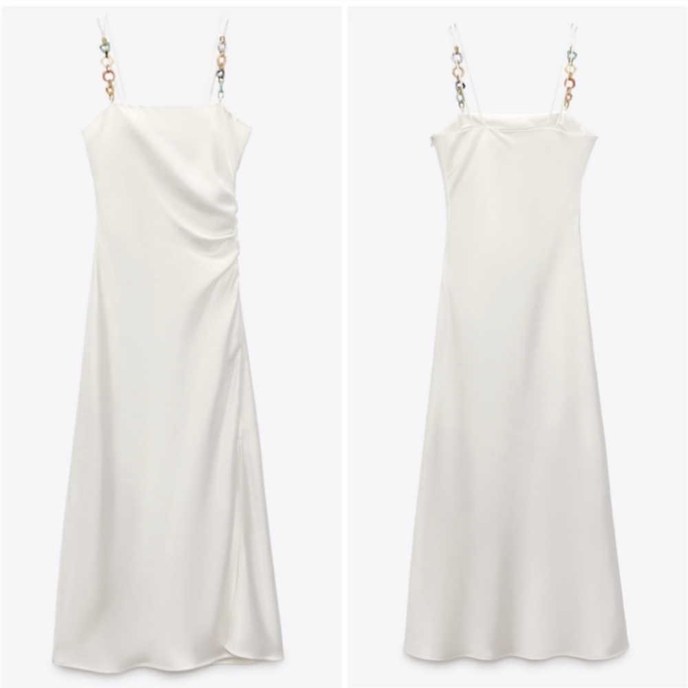 Zara chain strap midi/maxi satin dress
